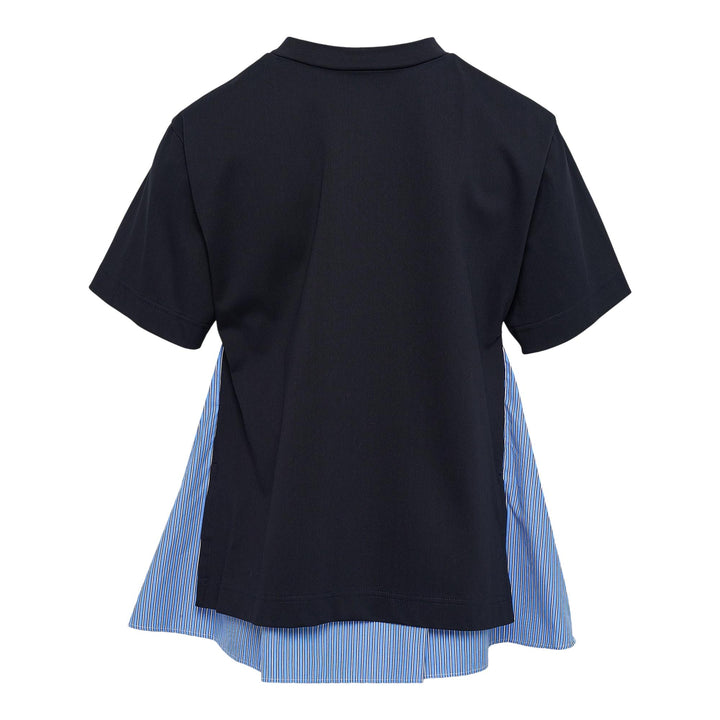 Club21 - sacai - Poplin X Cotton Jersey T-Shirt - TEES - Navy