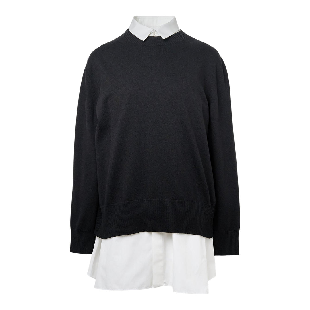 Club21 - sacai - Poplin x Cotton Knit Dress - KNIT DRESSES - Black