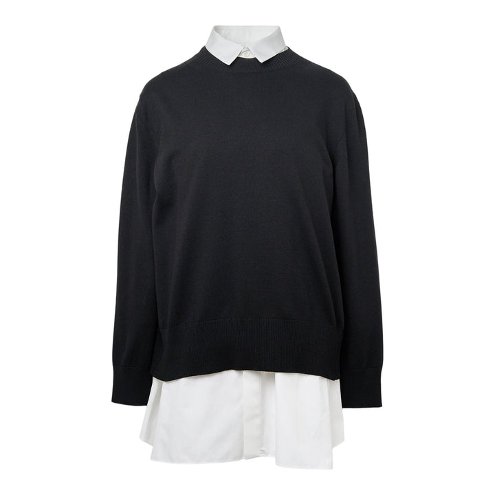 Club21 - sacai - Poplin x Cotton Knit Dress - KNIT DRESSES - Black