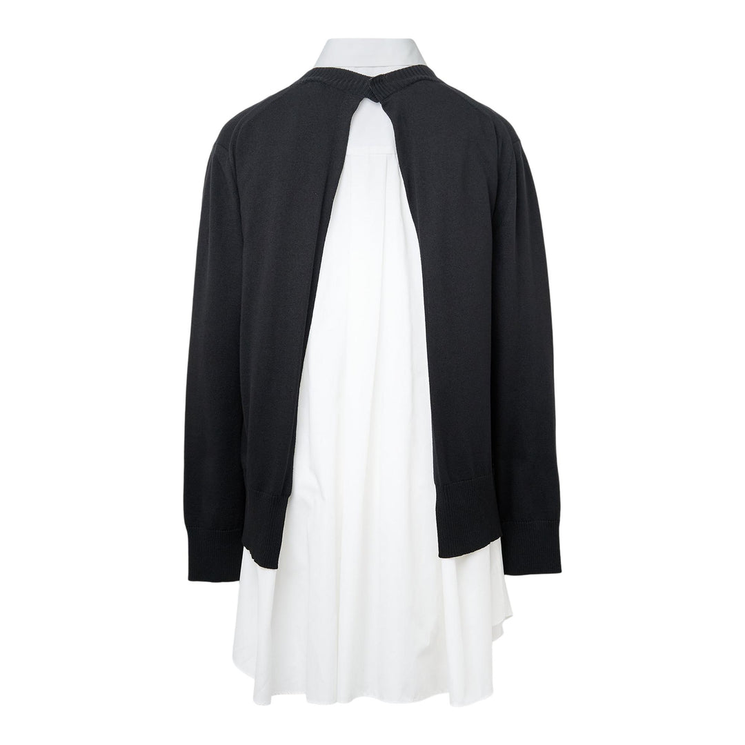 Club21 - sacai - Poplin x Cotton Knit Dress - KNIT DRESSES - Black