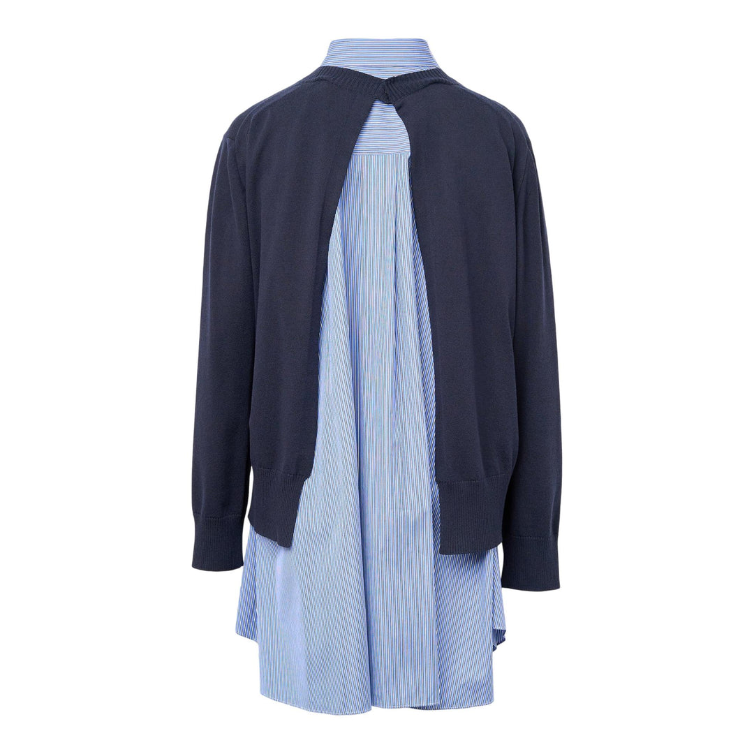 Club21 - sacai - Poplin x Cotton Knit Dress - KNIT DRESSES - Navy