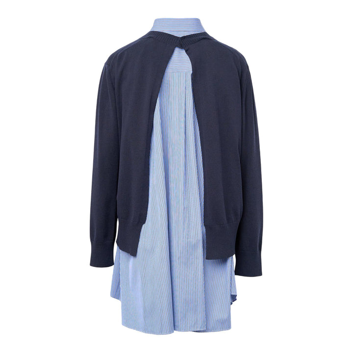 Club21 - sacai - Poplin x Cotton Knit Dress - KNIT DRESSES - Navy