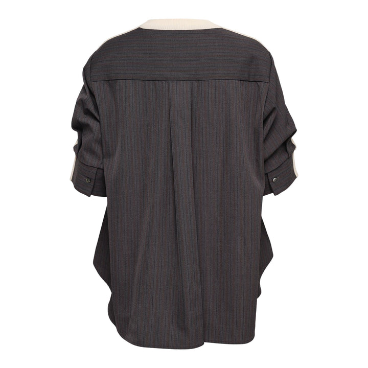 Club21 - sacai - Stripe Doeskin X Wool Knit Top - KNIT TOPS - Off-White