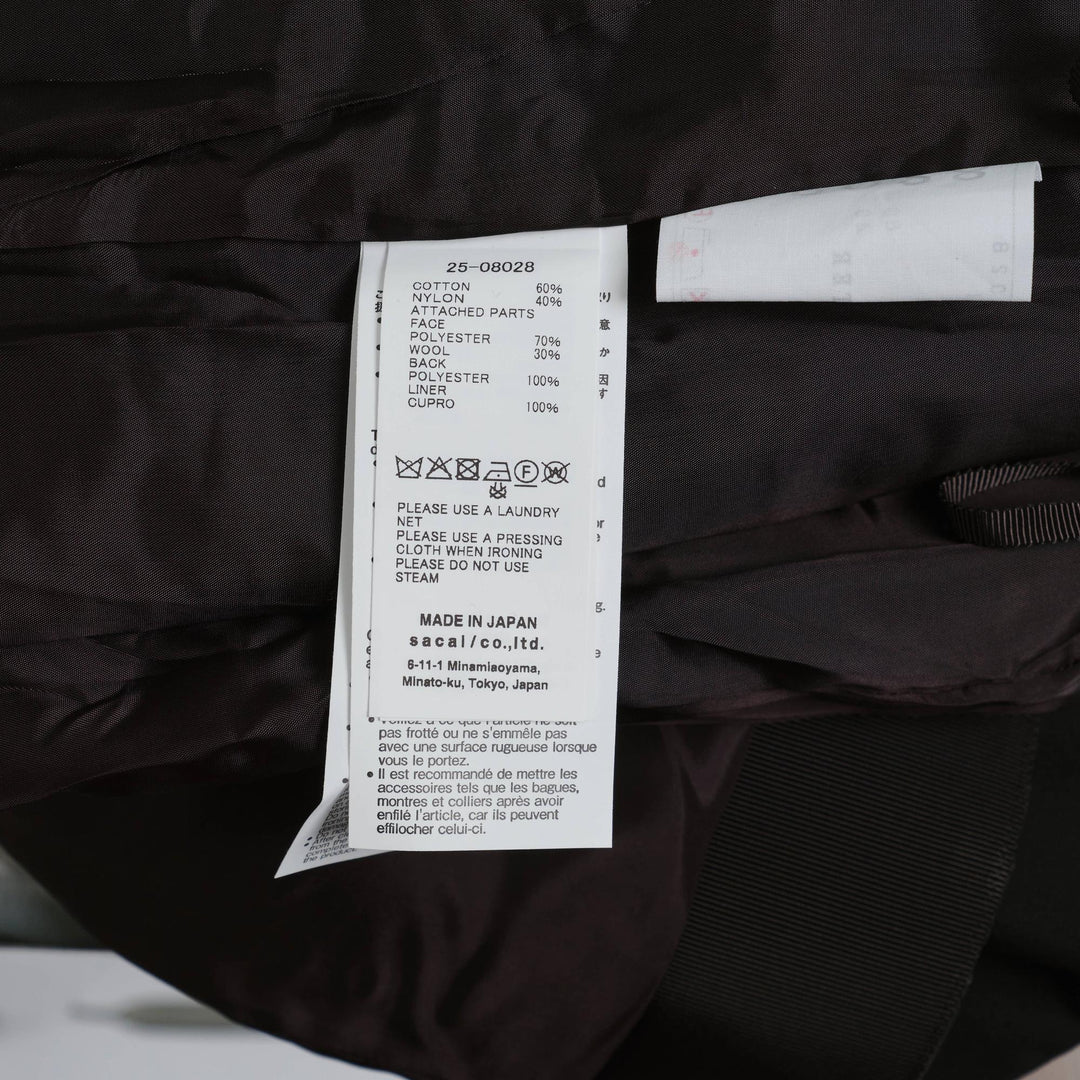 Club21 - sacai - Suiting Bonding x Grosgrain Skirt - SKIRTS - Black