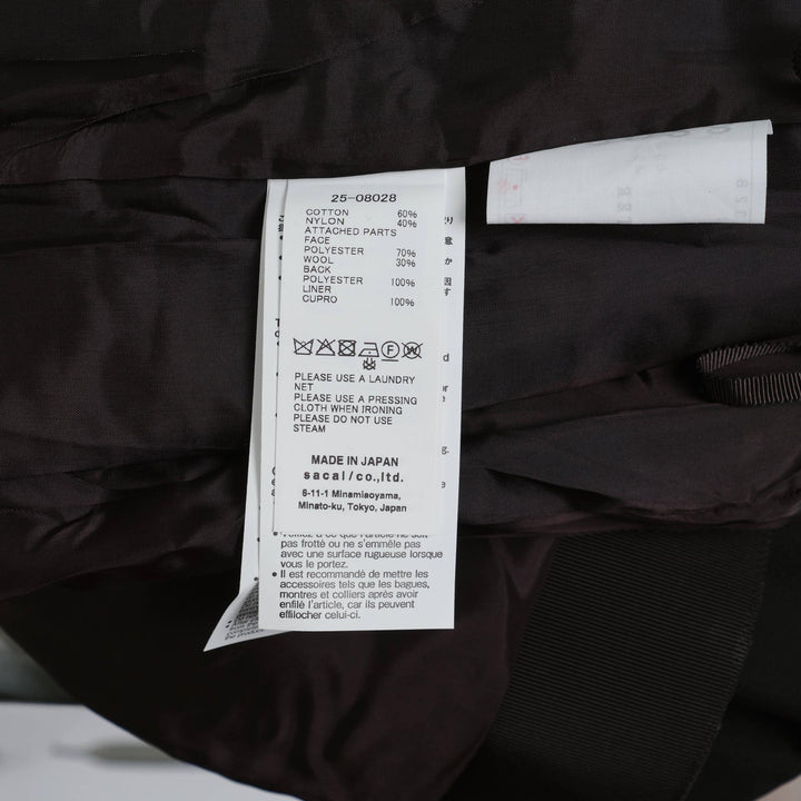 Club21 - sacai - Suiting Bonding x Grosgrain Skirt - SKIRTS - Black