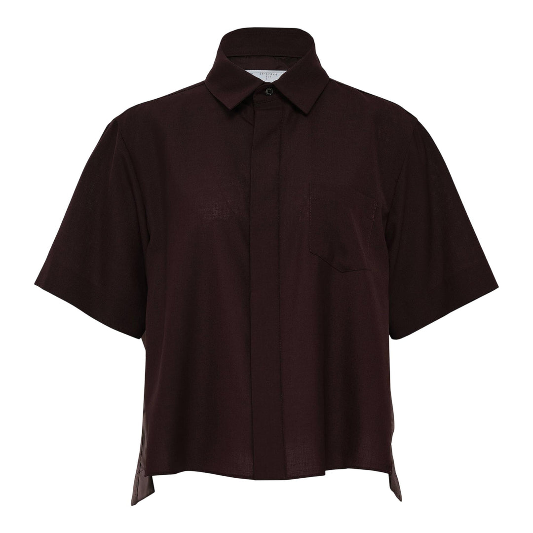 Club21 - sacai - Suiting Mix Shirt - BLOUSES - Brown