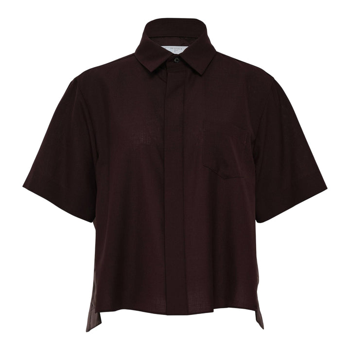 Club21 - sacai - Suiting Mix Shirt - BLOUSES - Brown