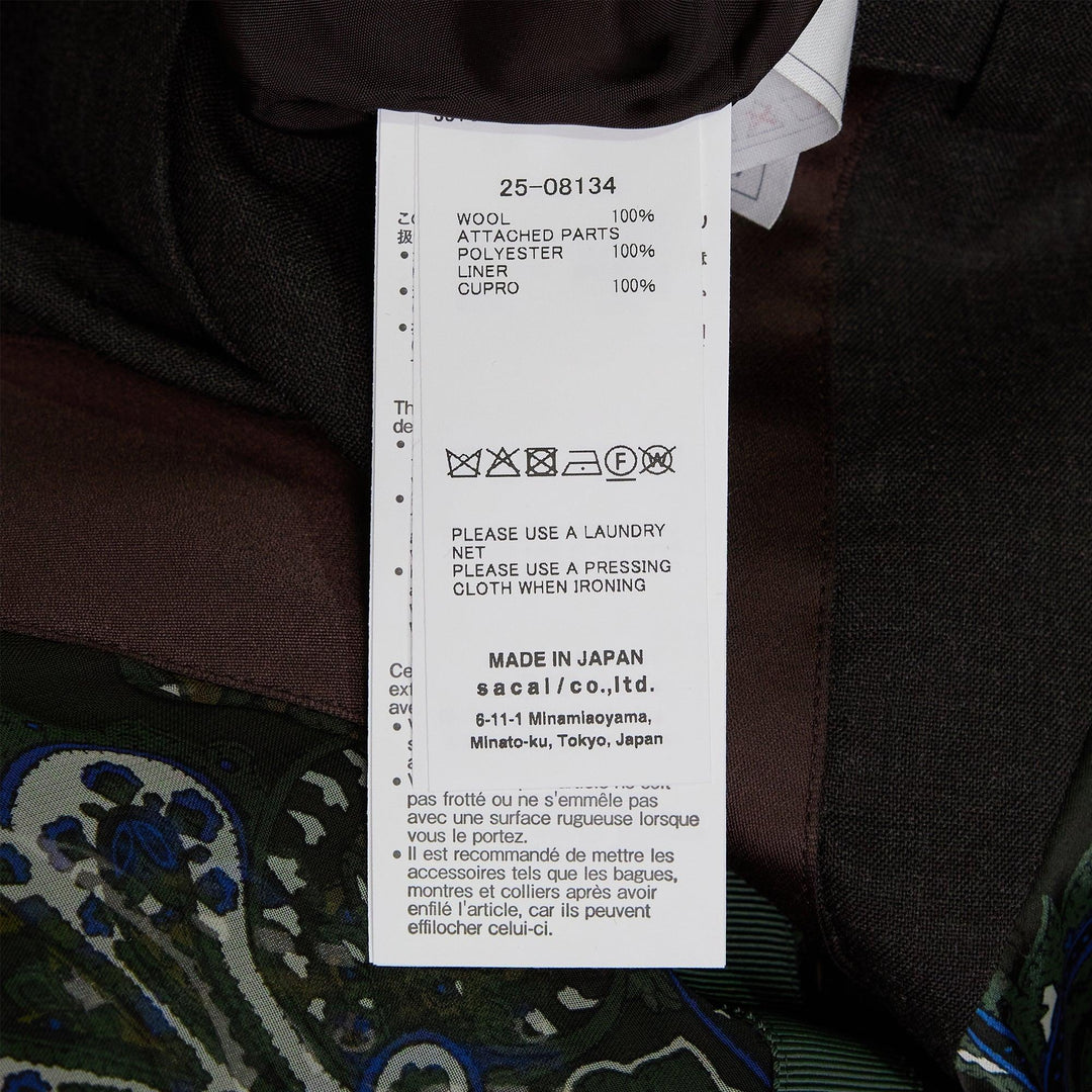 Club21 - sacai - Suiting x Paisley Print Pants - PANTS - Brown