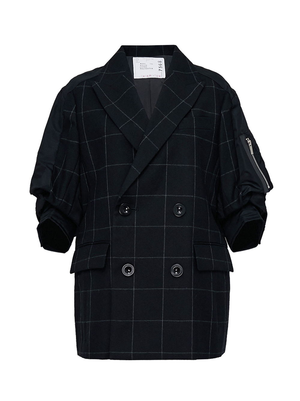 sacai_Windowpane_X_Nylon_Twill_Jacket_Black