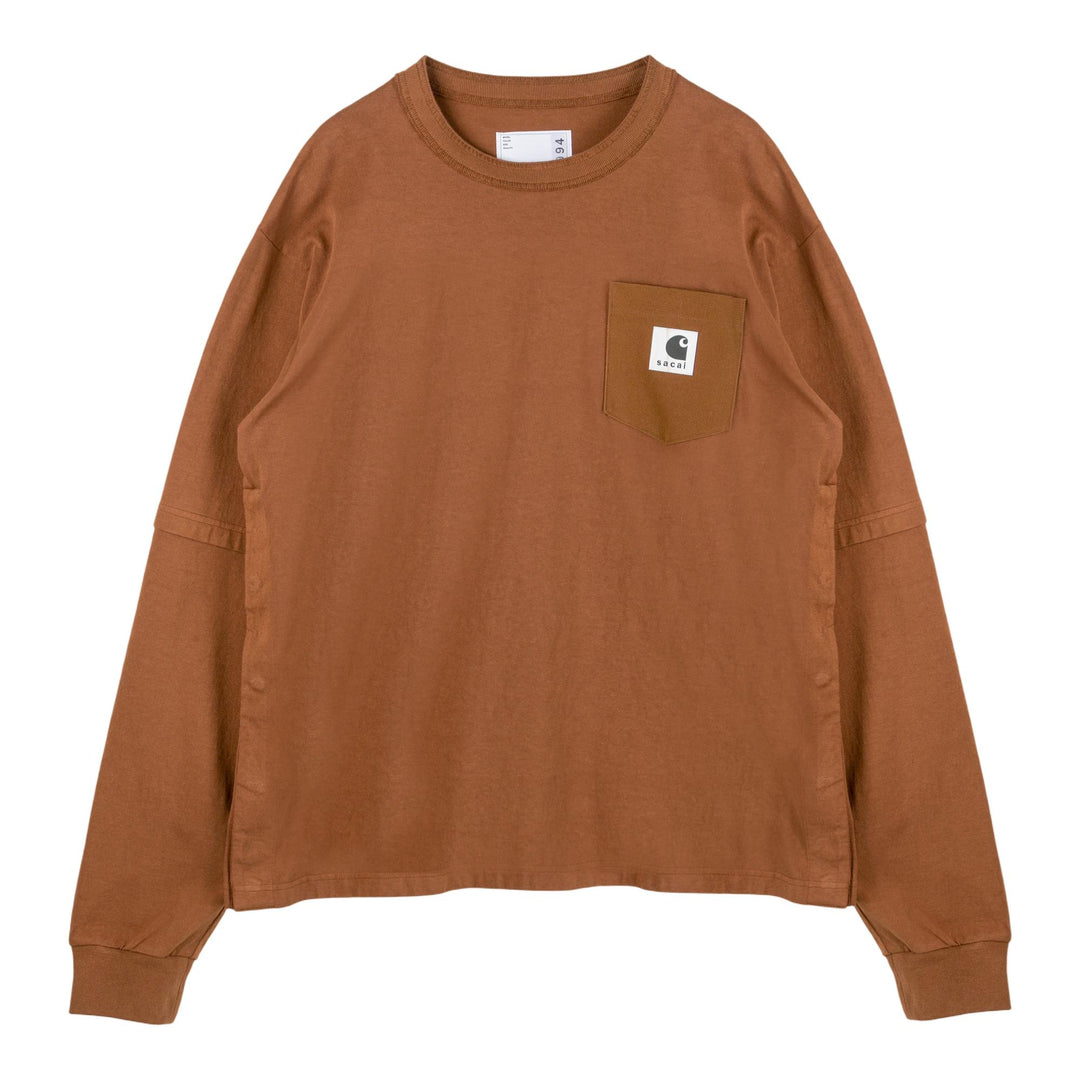 Club21 - sacai X Carhartt WIP - Carhartt WIP Cotton Jersey Long Sleeve T-Shirt - TEES - Beige