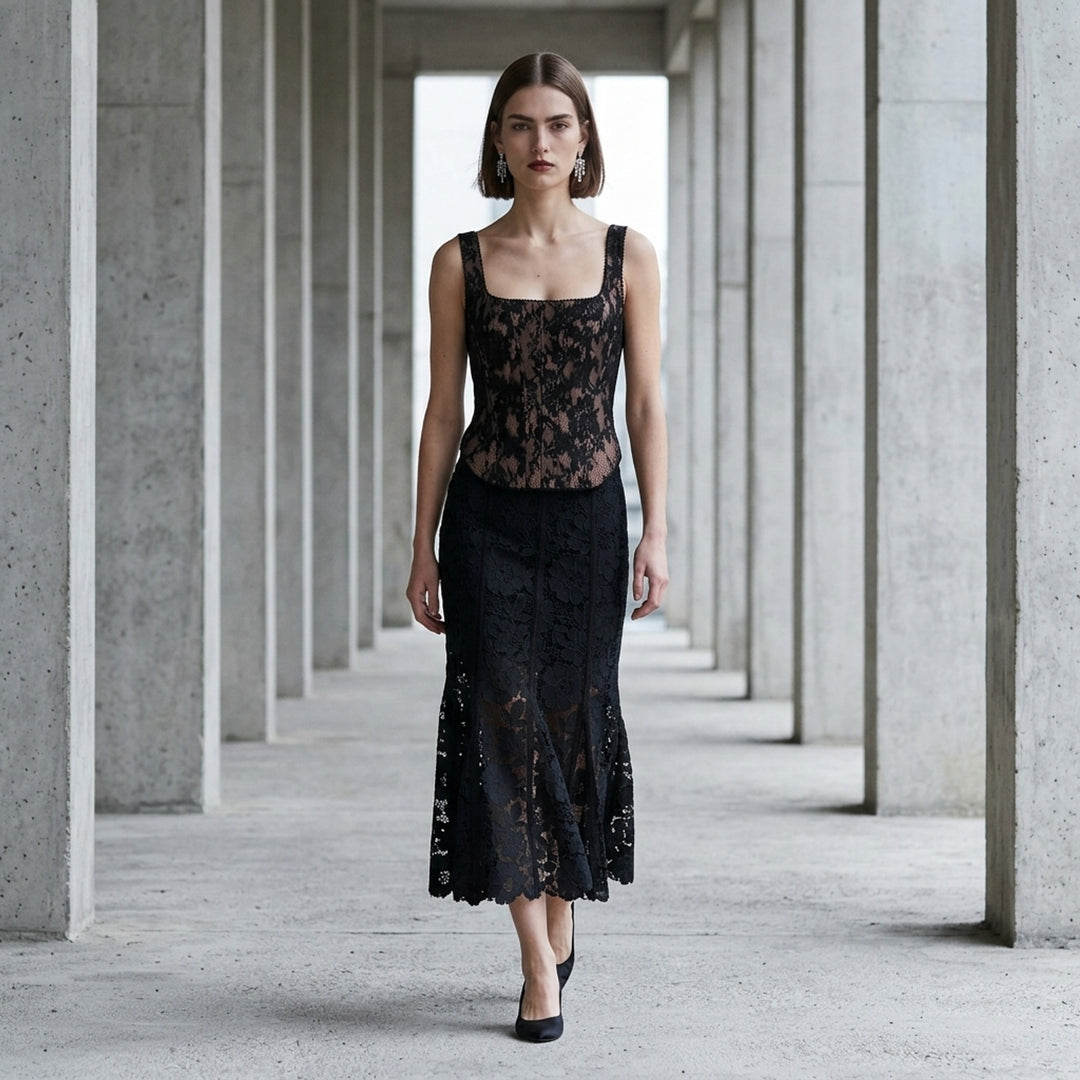 Black Lace Corset Top | Self-Portrait | Club21 - lifestyle