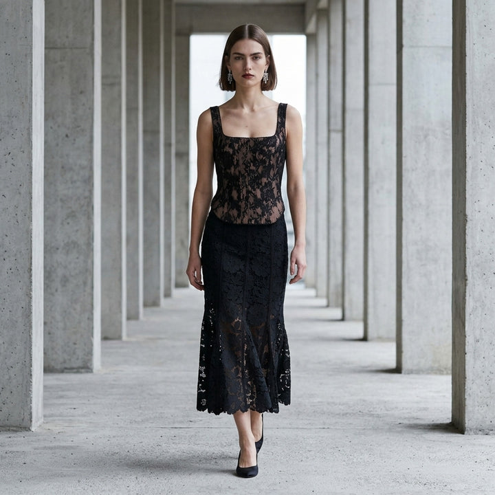 Black Lace Corset Top | Self-Portrait | Club21 - lifestyle