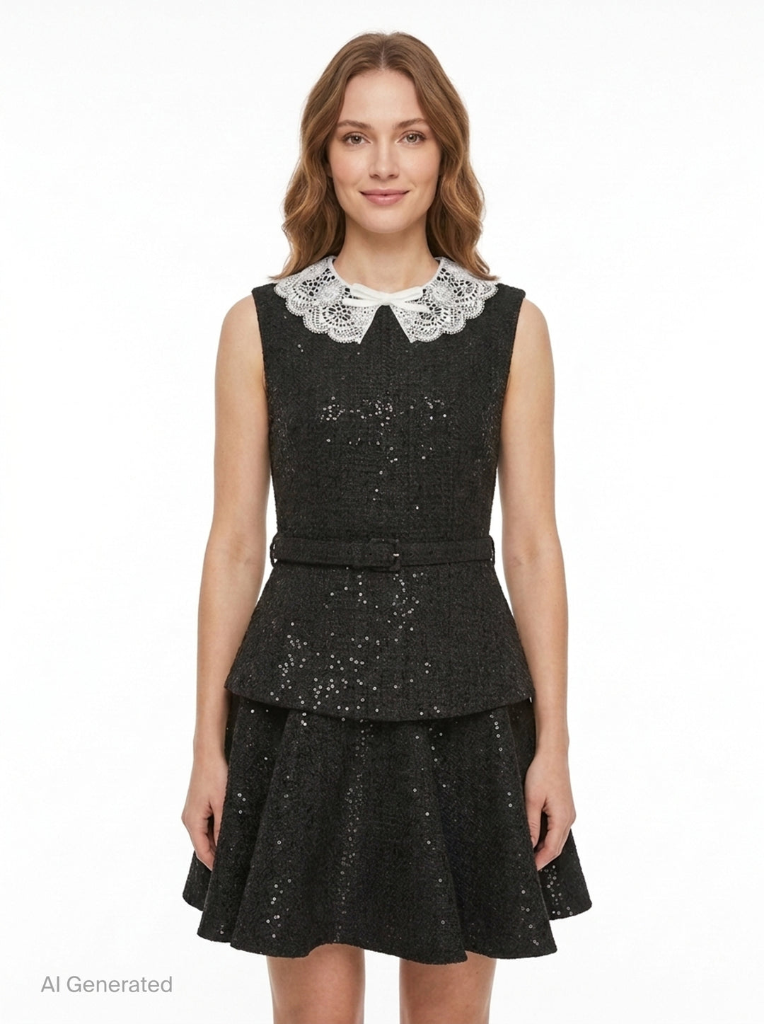 Black Sequin Boucle Mini Dress | Self-Portrait | Club21 - back