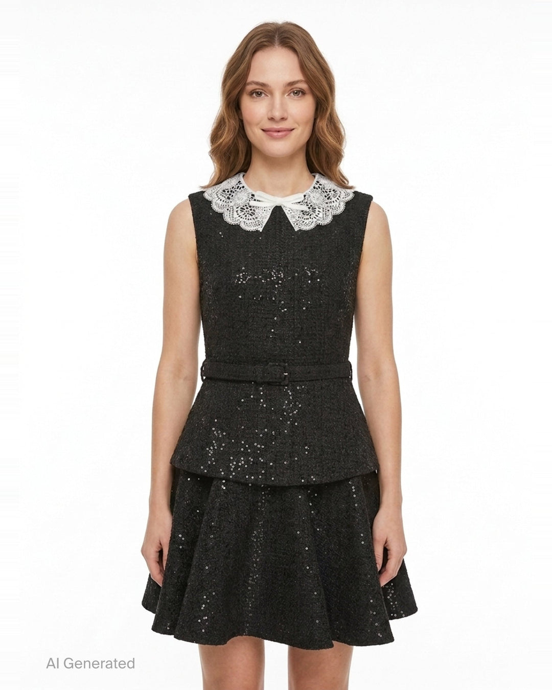 Black Sequin Boucle Mini Dress | Self-Portrait | Club21 - back