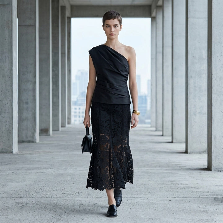 Black Taffeta Draped Top | Self-Portrait | Club21 - lifestyle