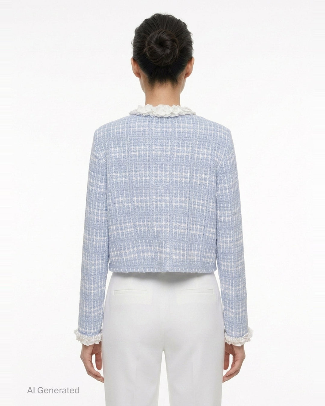Blue Check Knit Jacket | Self-Portrait | Club21 - back