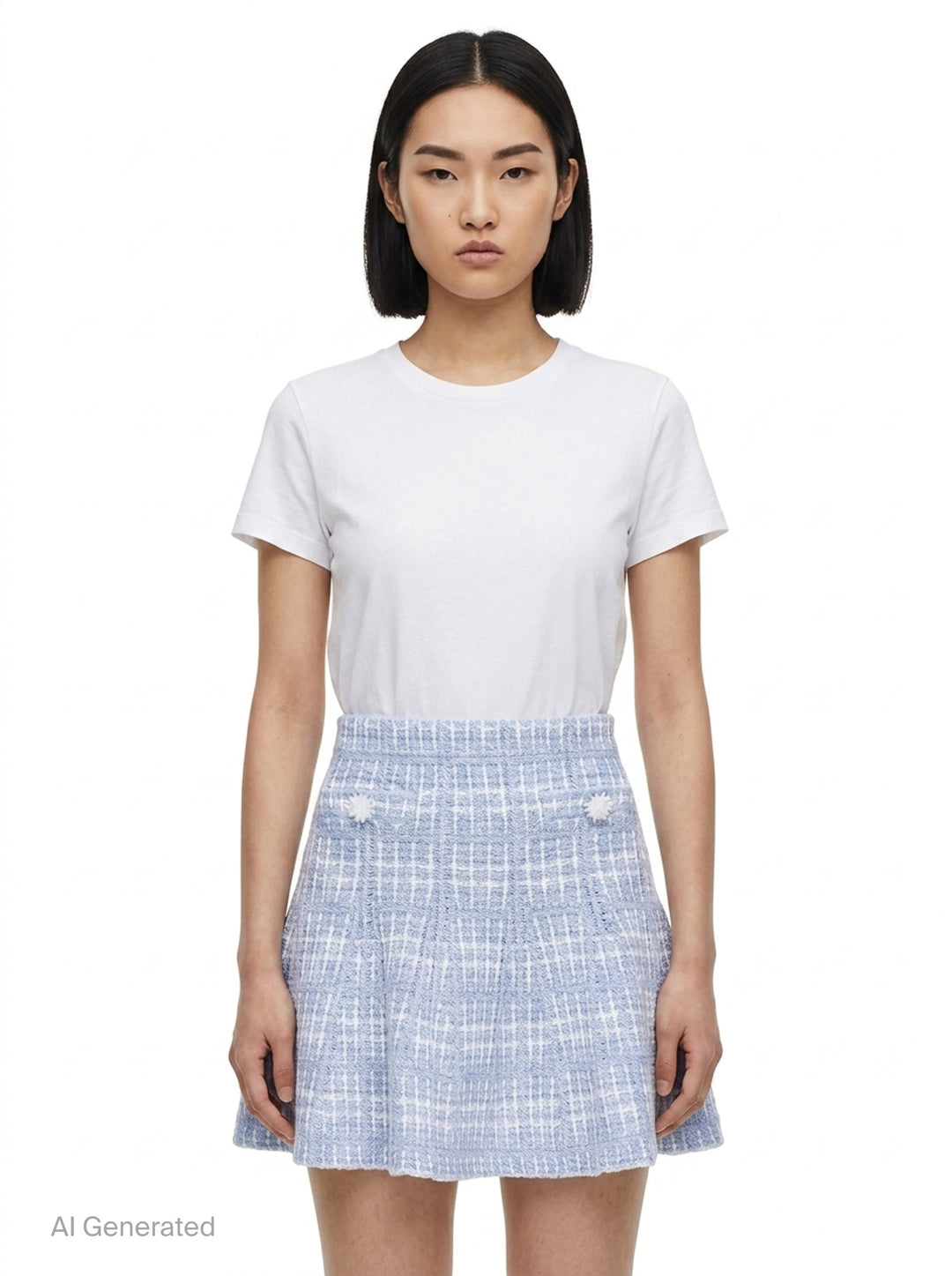 Blue Check Knit Mini Skirt | Self-Portrait | Club21 - front