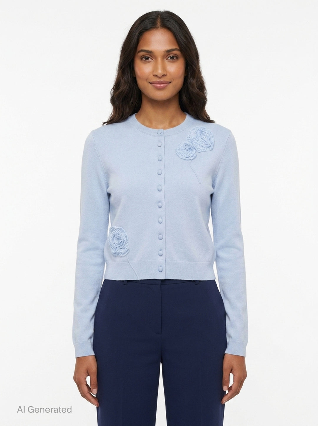 Blue Flower Knit Cardigan | Self-Portrait | Club21 - front