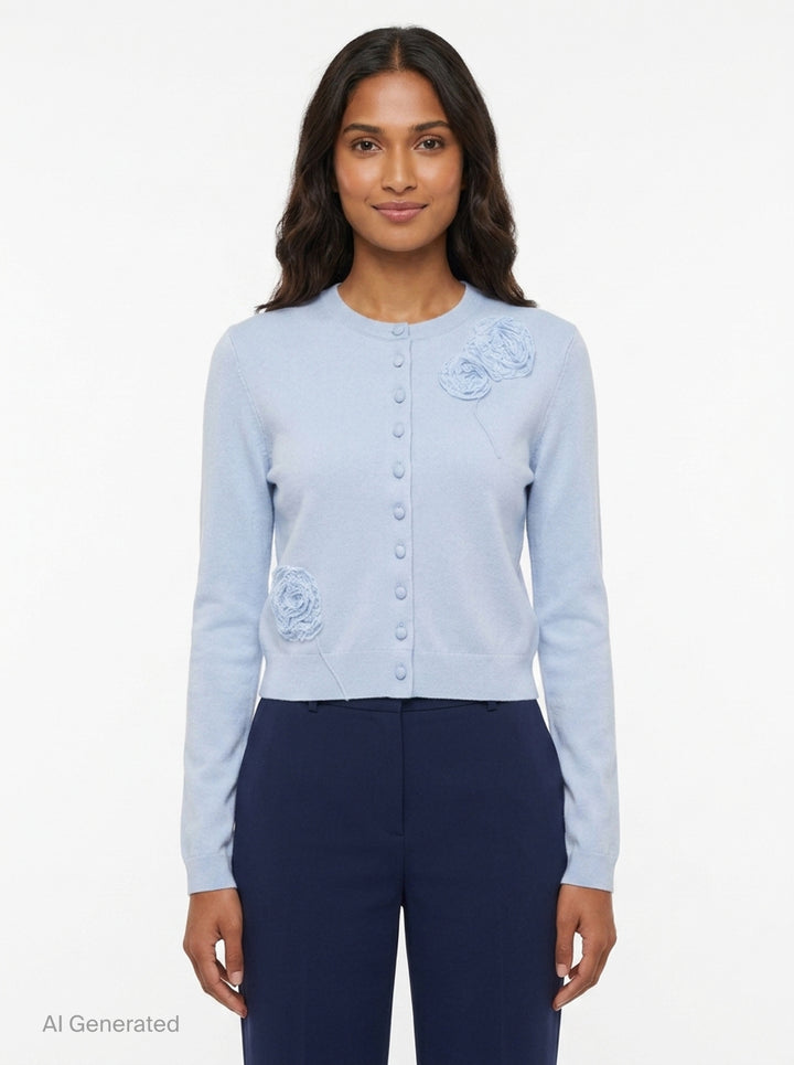 Blue Flower Knit Cardigan | Self-Portrait | Club21 - front