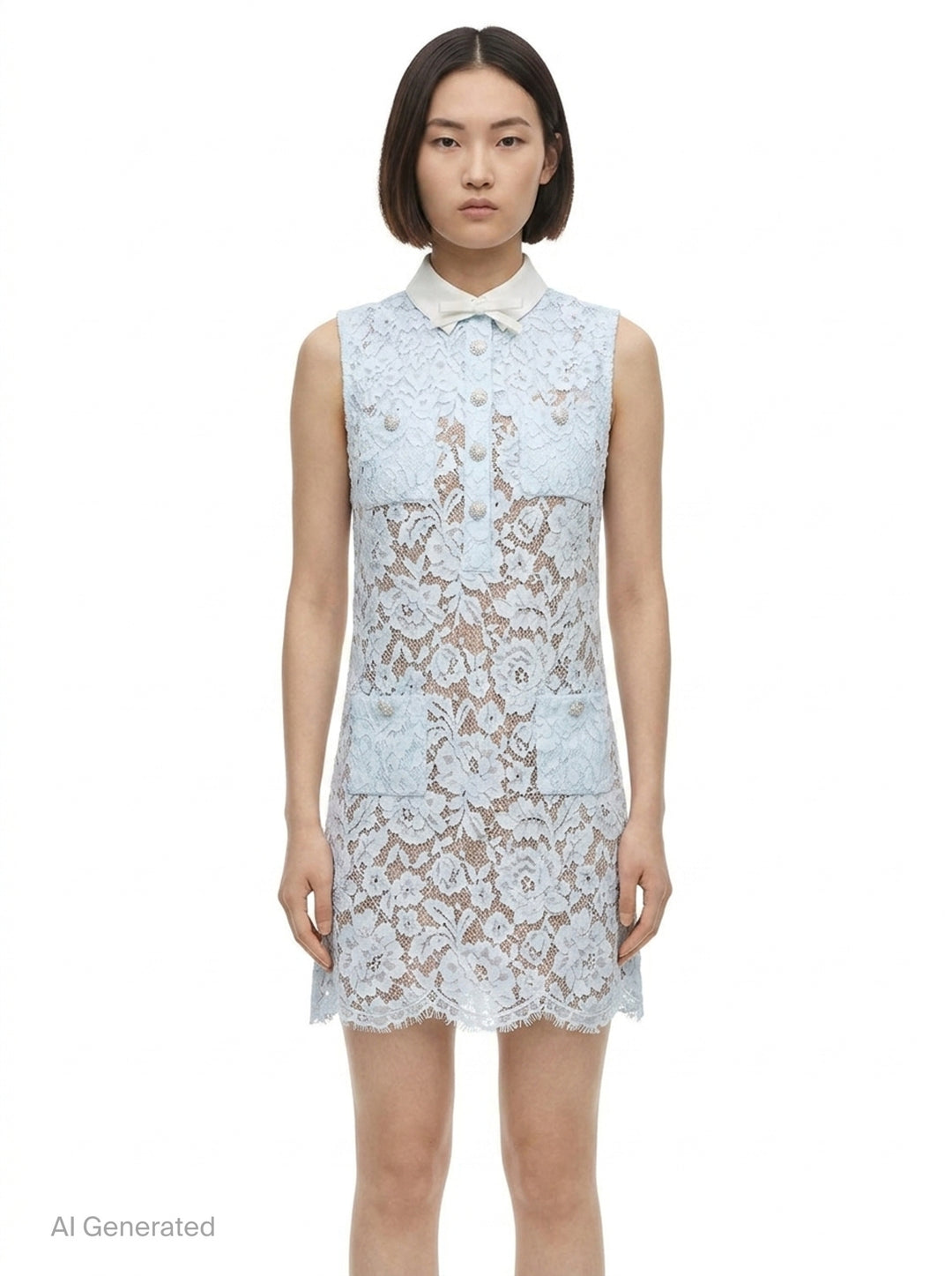 Blue Lace Mini Dress | Self-Portrait | Club21 - front