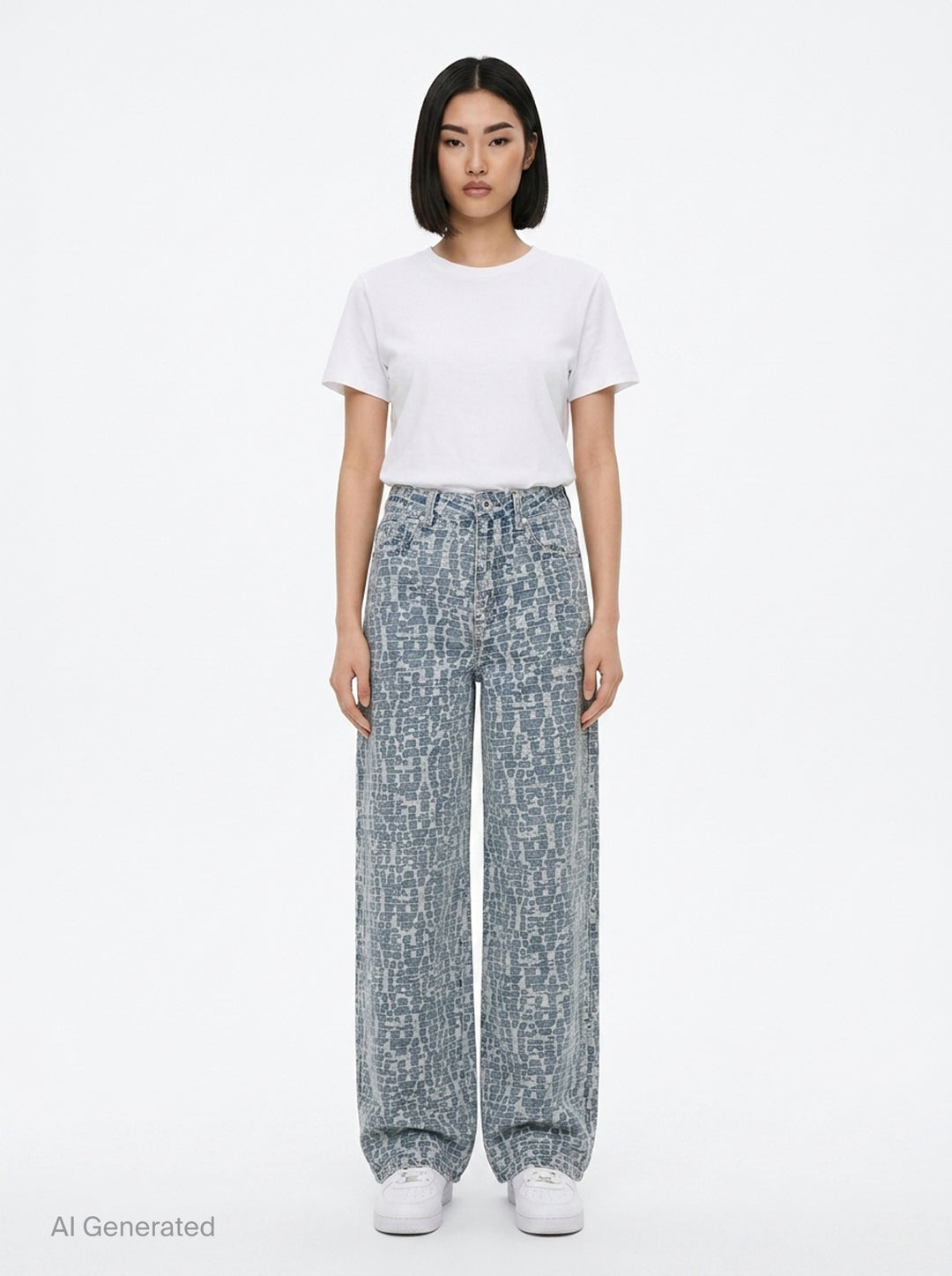 Blue Textured Denim Jeans | Self-Portrait | Club21 - front