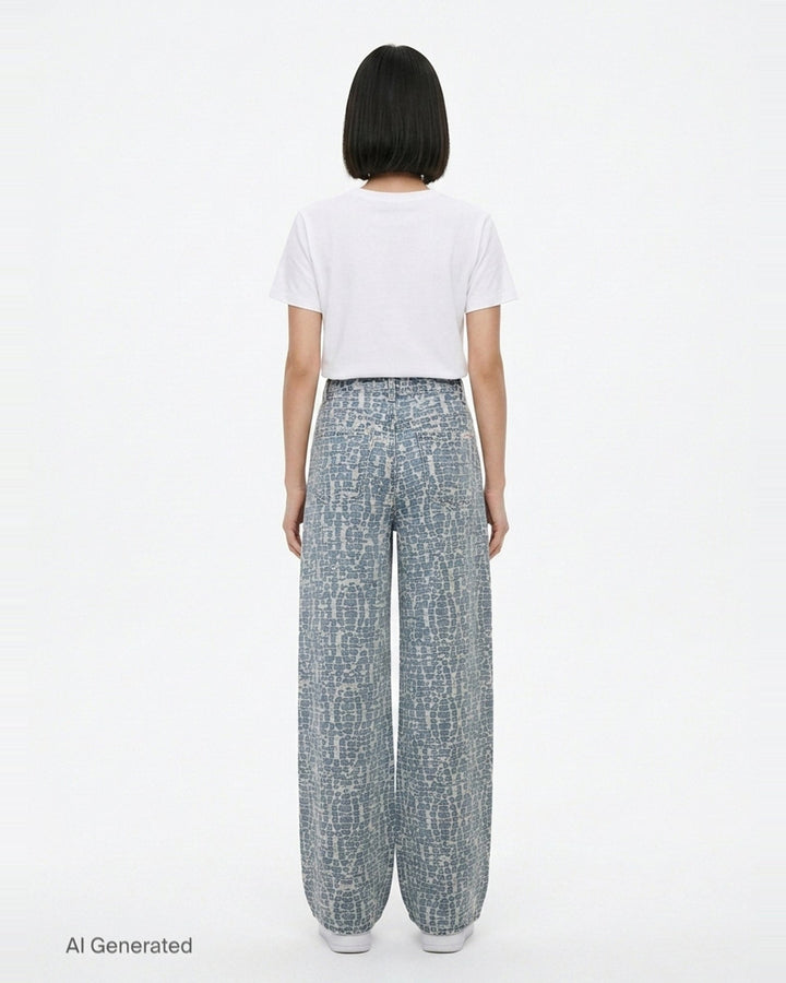 Blue Textured Denim Jeans | Self-Portrait | Club21 - back