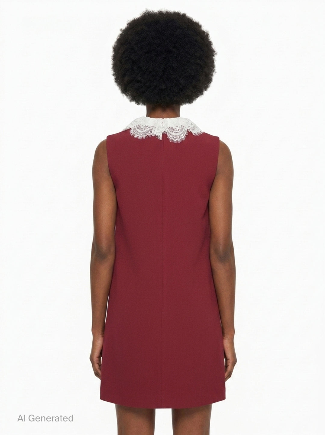 Burgundy Crepe Lace Collar Mini Dress | Self-Portrait | Club21 - back
