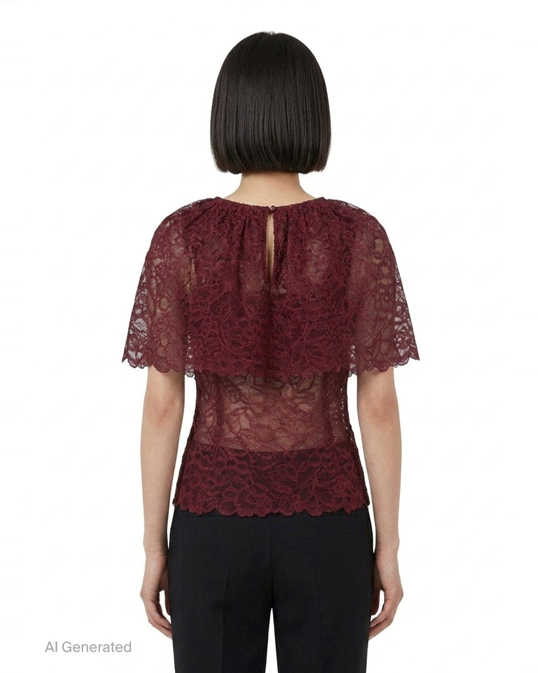 Burgundy Lace Cape Top | Self-Portrait | Club21 - back