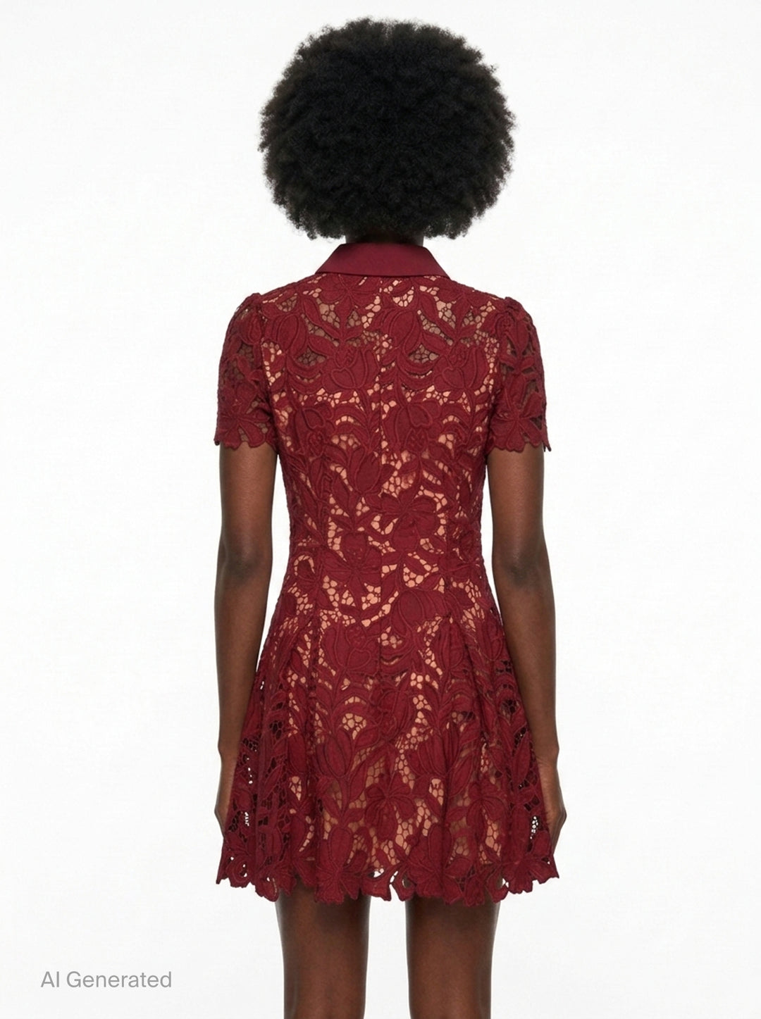 Burgundy Lace Mini Dress | Self-Portrait | Club21 - back