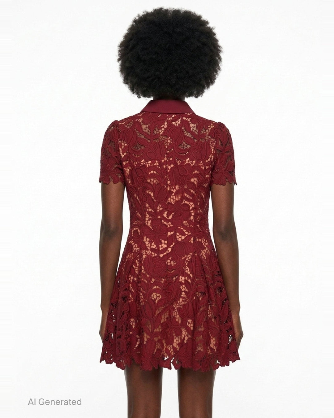 Burgundy Lace Mini Dress | Self-Portrait | Club21 - back