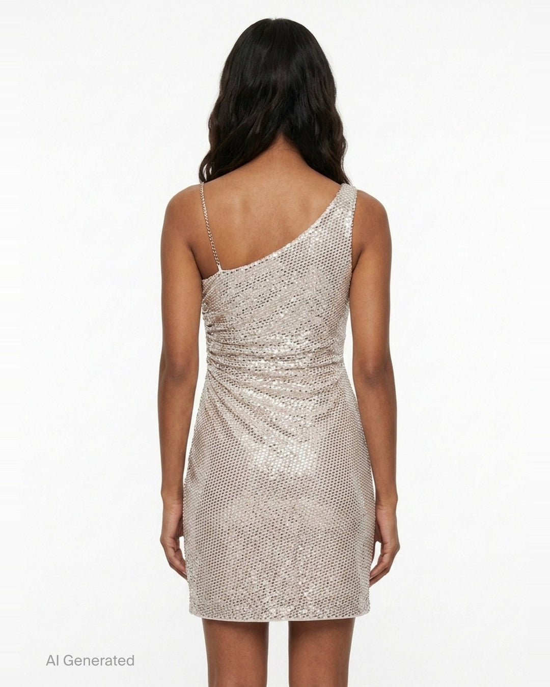 Champagne Rhinestone Draped Mini Dress | Self-Portrait | Club21 - back