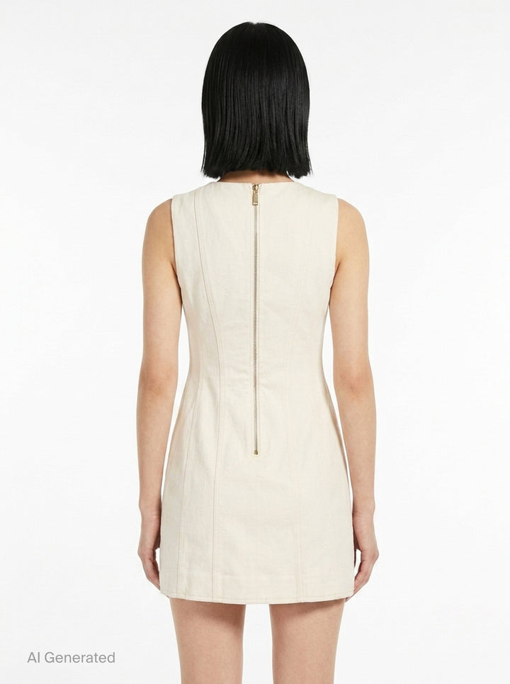 Cream Denim Double Breasted Mini Dress | Self-Portrait | Club21 - back