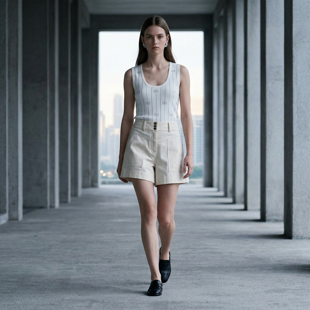 Cream Denim Shorts | Self-Portrait | Club21 - lifestyle