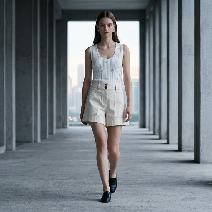Cream Denim Shorts | Self-Portrait | Club21 - lifestyle