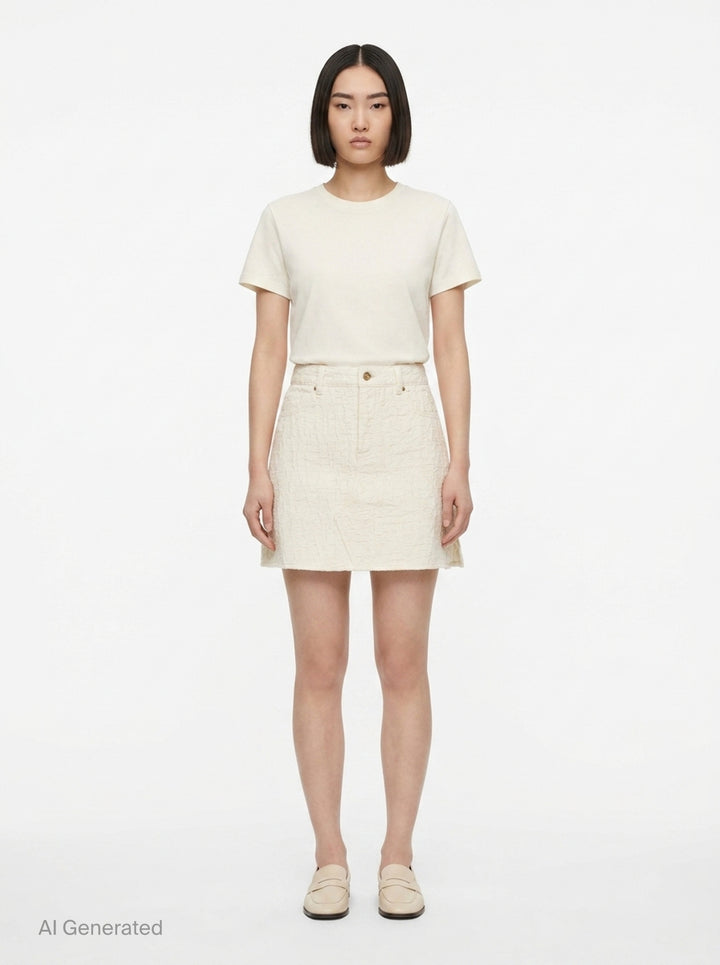 Cream Textured Mini Skirt | Self-Portrait | Club21 - front