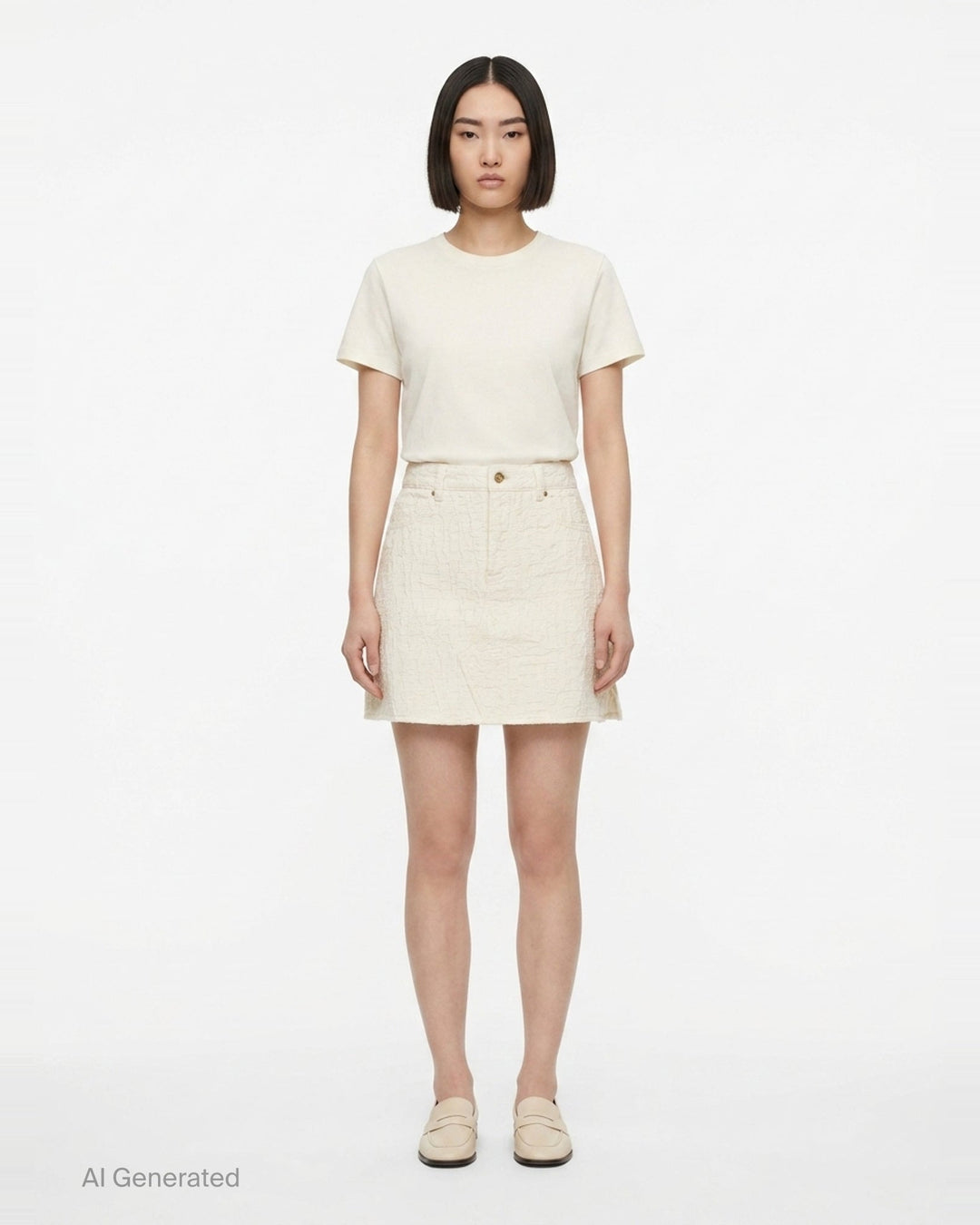 Cream Textured Mini Skirt | Self-Portrait | Club21 - front