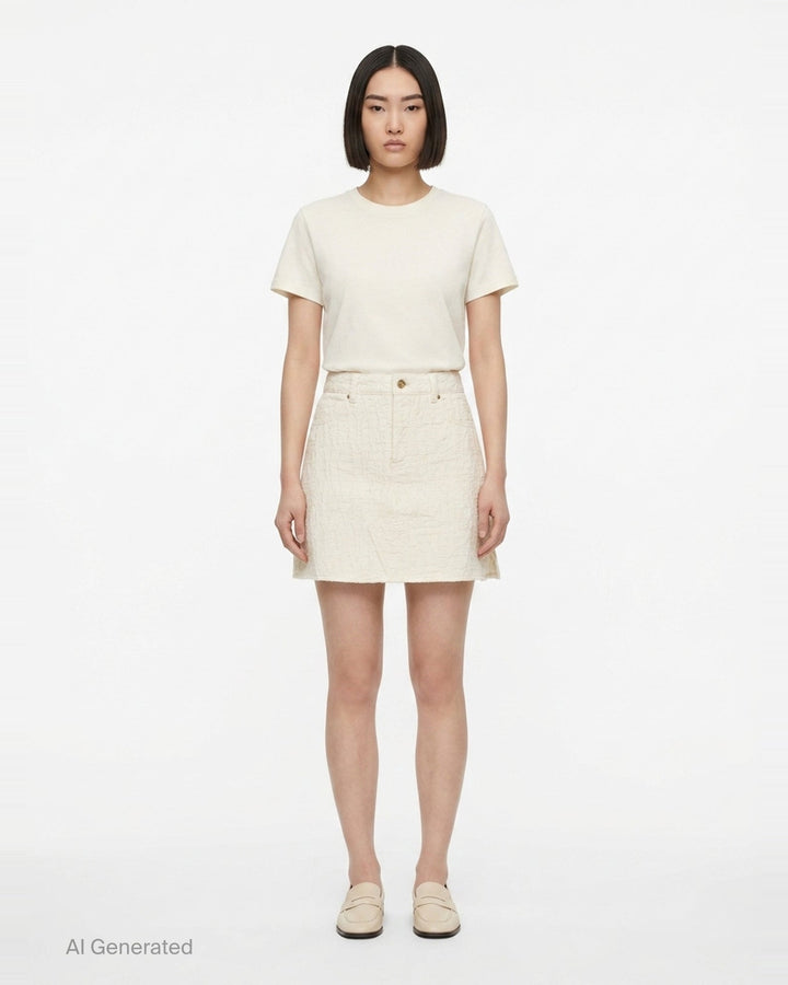 Cream Textured Mini Skirt | Self-Portrait | Club21 - front