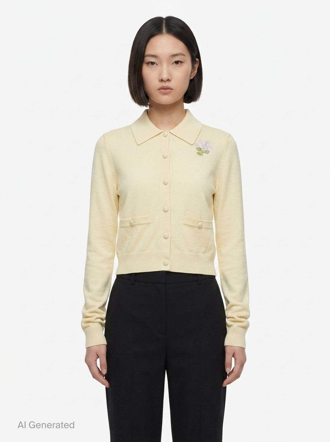 Flower Embroidered Knit Cardigan | Self-Portrait | Club21 - front