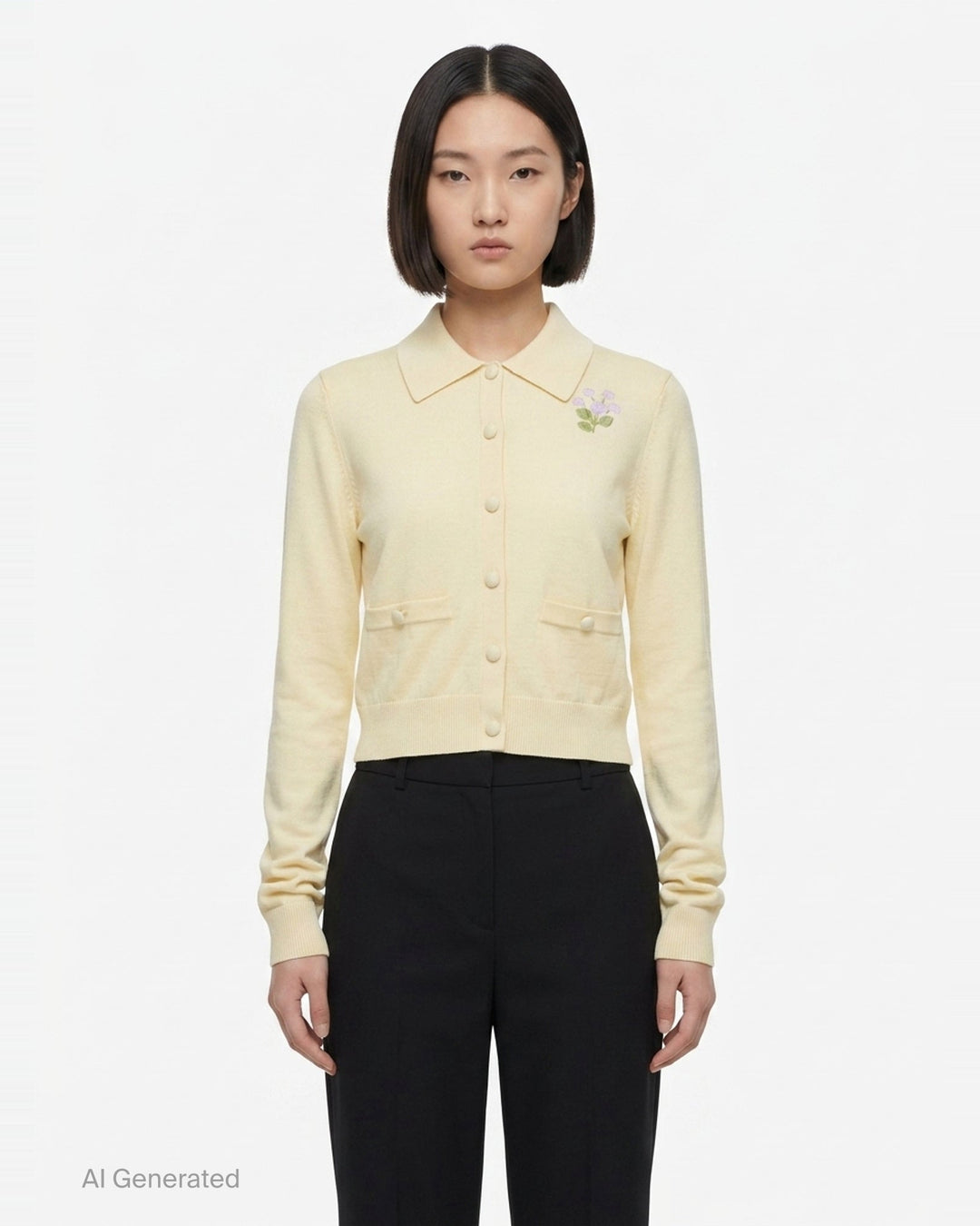 Flower Embroidered Knit Cardigan | Self-Portrait | Club21 - front