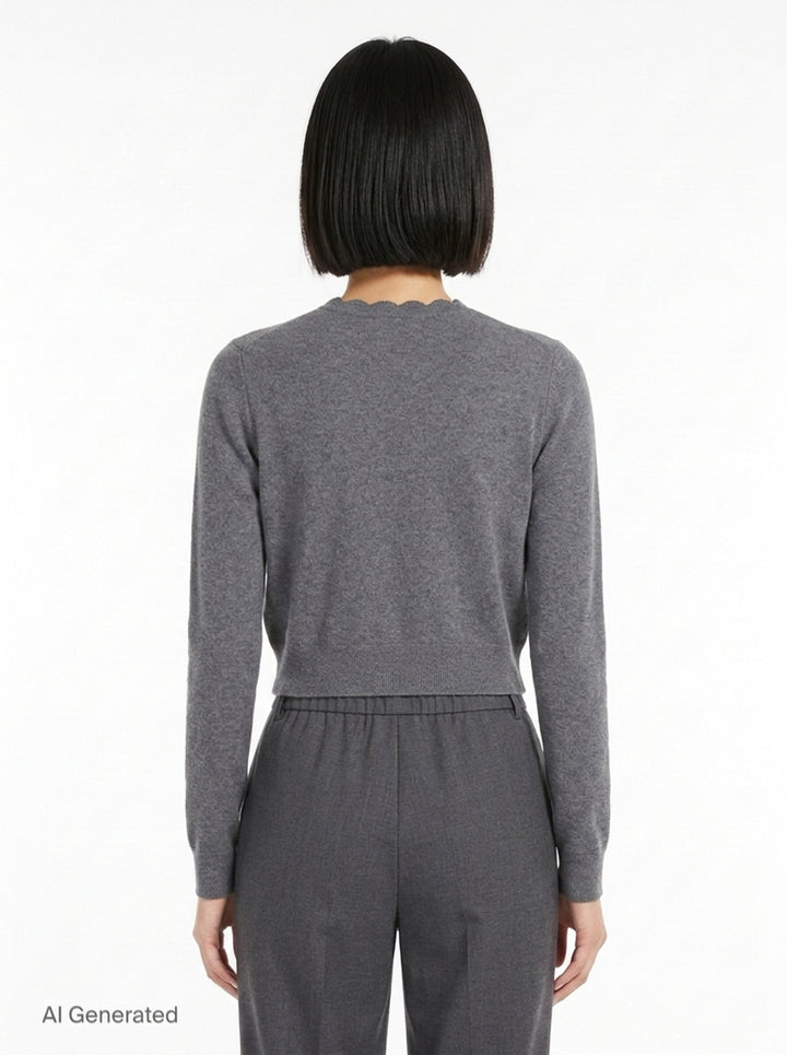 Grey Lace Flower Knit Cardigan | Self-Portrait | Club21 - back
