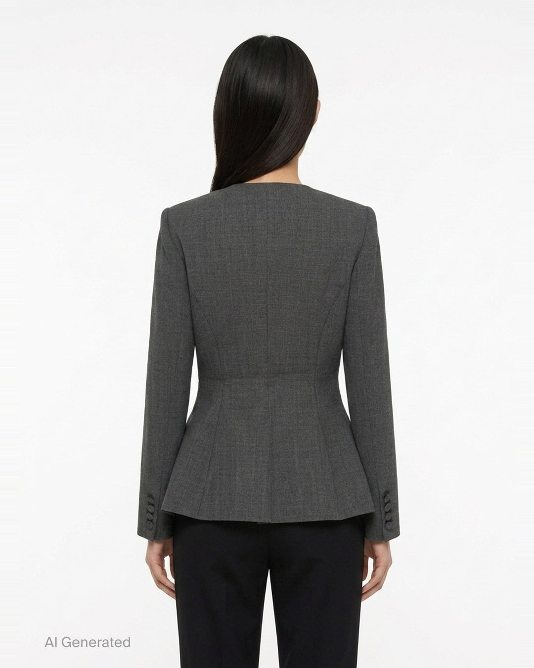 Grey Wool Collarless Jacket | Self-Portrait | Club21 - back