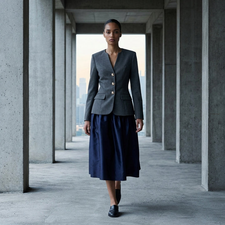 Grey Wool Collarless Jacket | Self-Portrait | Club21 - lifestyle