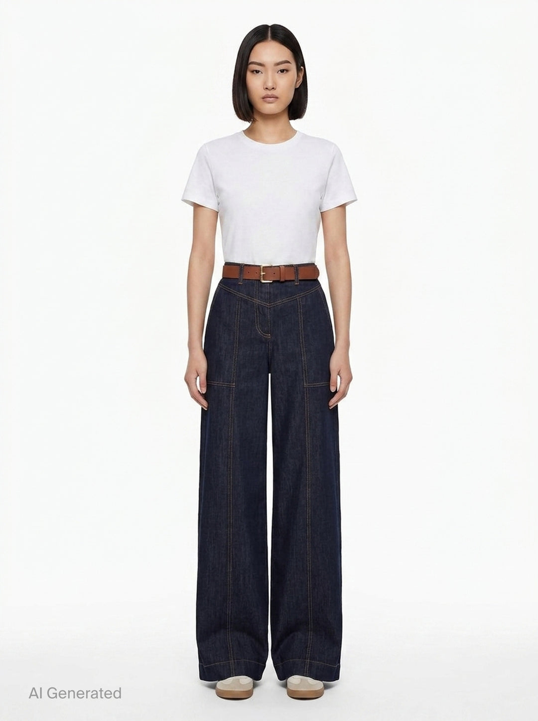 Indigo Denim Wide Leg Jeans | Self-Portrait | Club21 - front