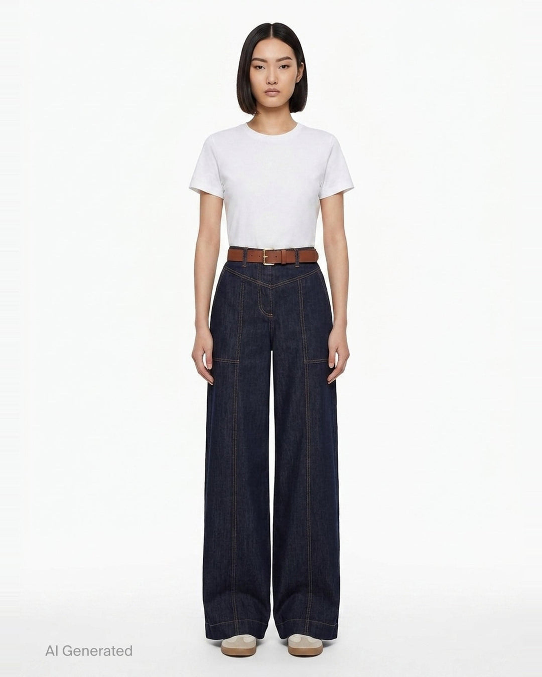 Indigo Denim Wide Leg Jeans | Self-Portrait | Club21 - front