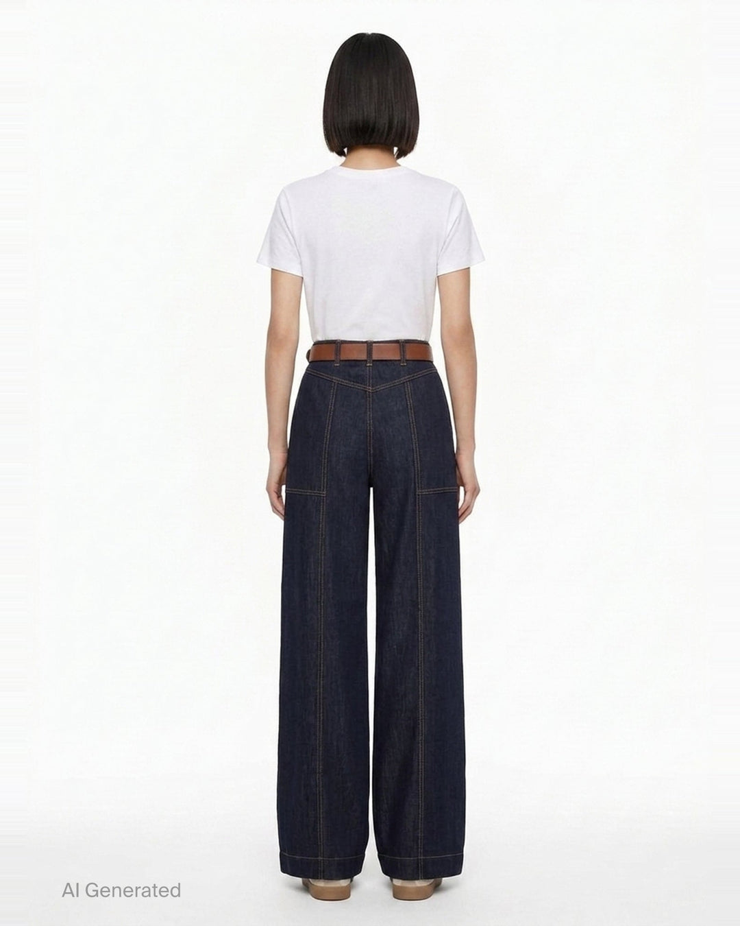 Indigo Denim Wide Leg Jeans | Self-Portrait | Club21 - back