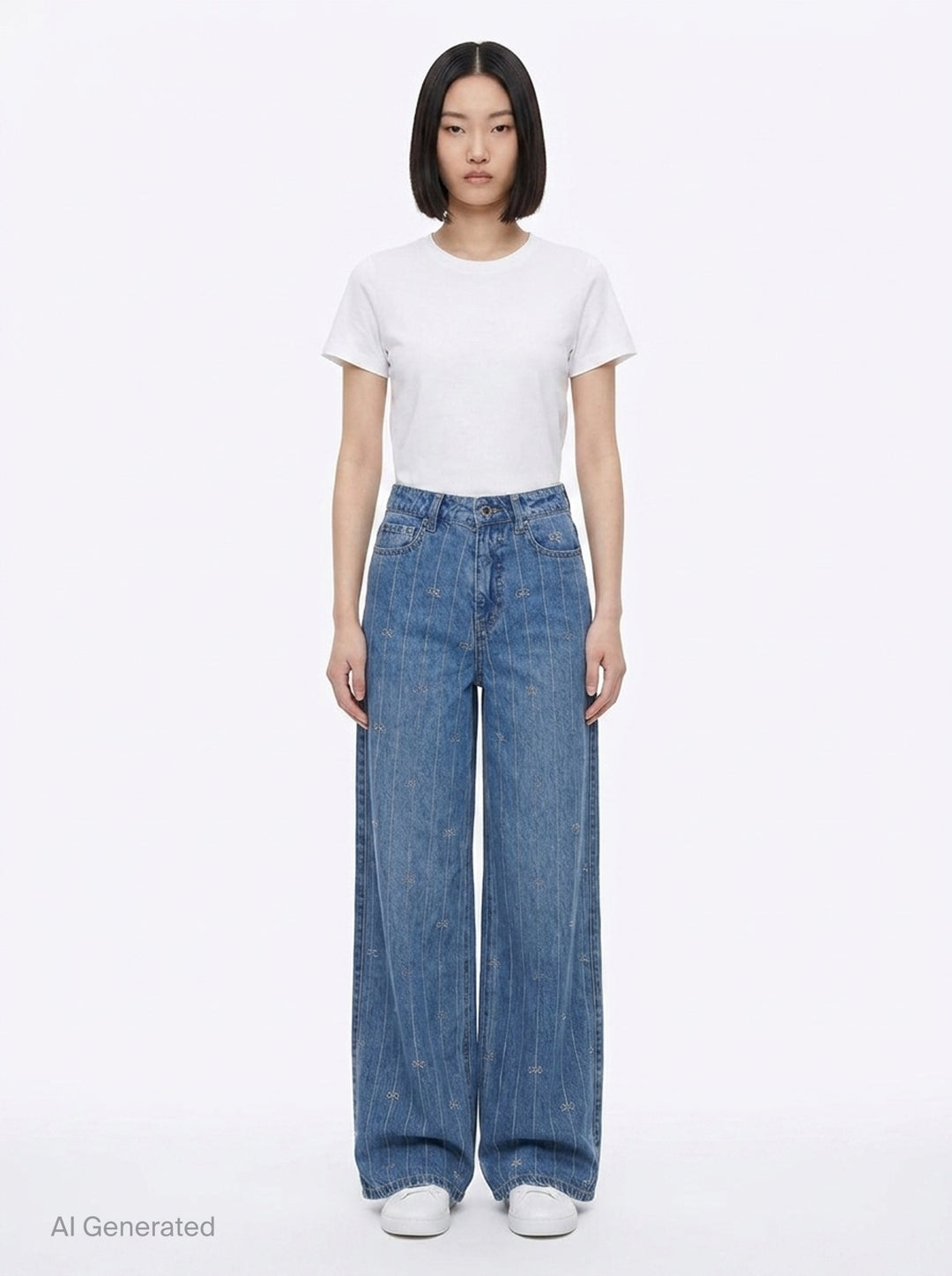 Light Blue Rhinestone Stripe Jeans | Self-Portrait | Club21 - front