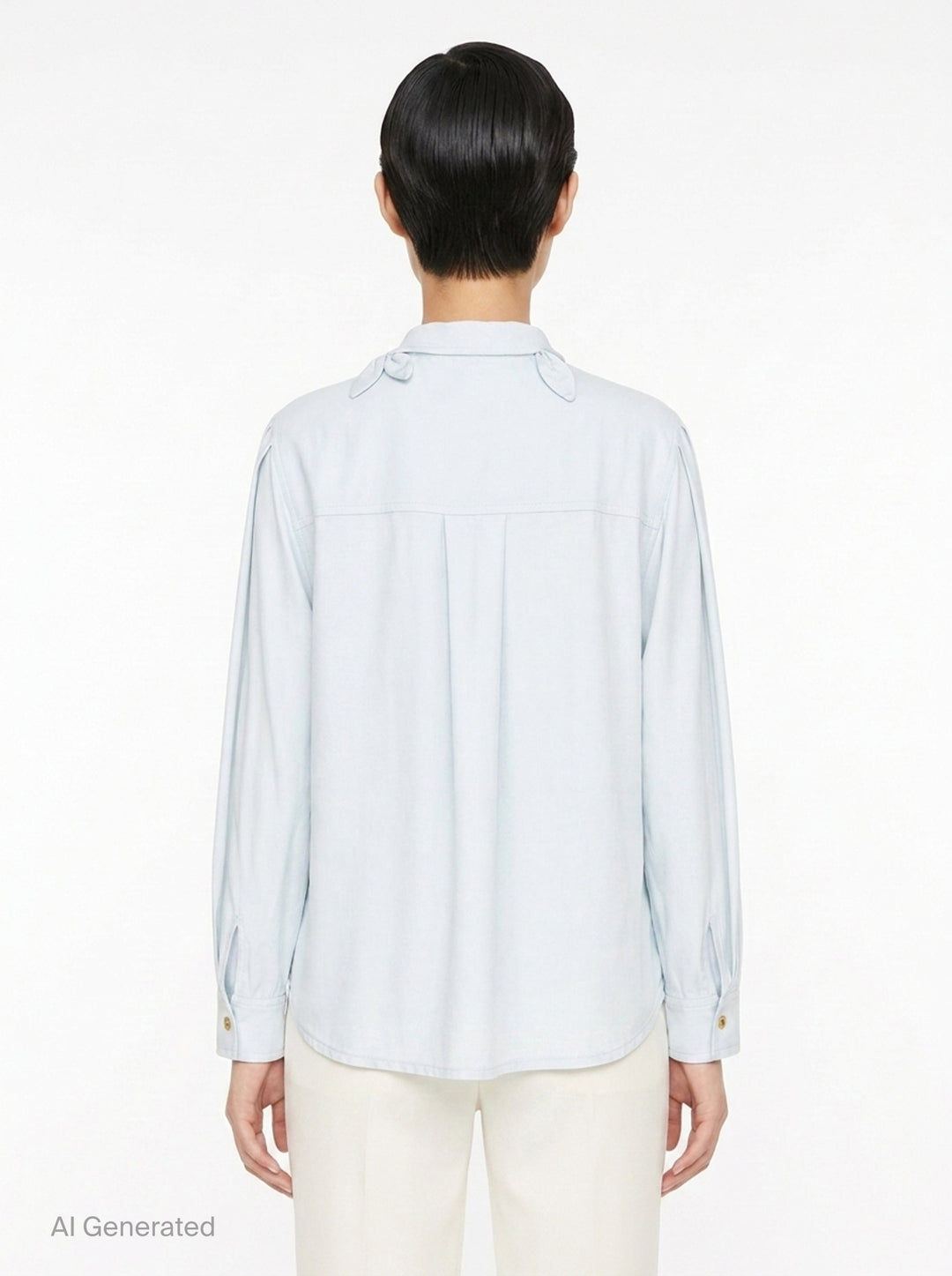 Light Blue Viscose Blouse | Self-Portrait | Club21 - back