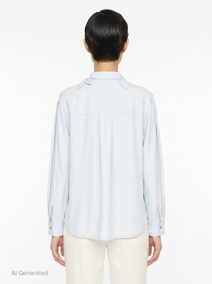 Light Blue Viscose Blouse | Self-Portrait | Club21 - back