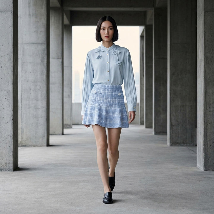 Light Blue Viscose Blouse | Self-Portrait | Club21 - lifestyle
