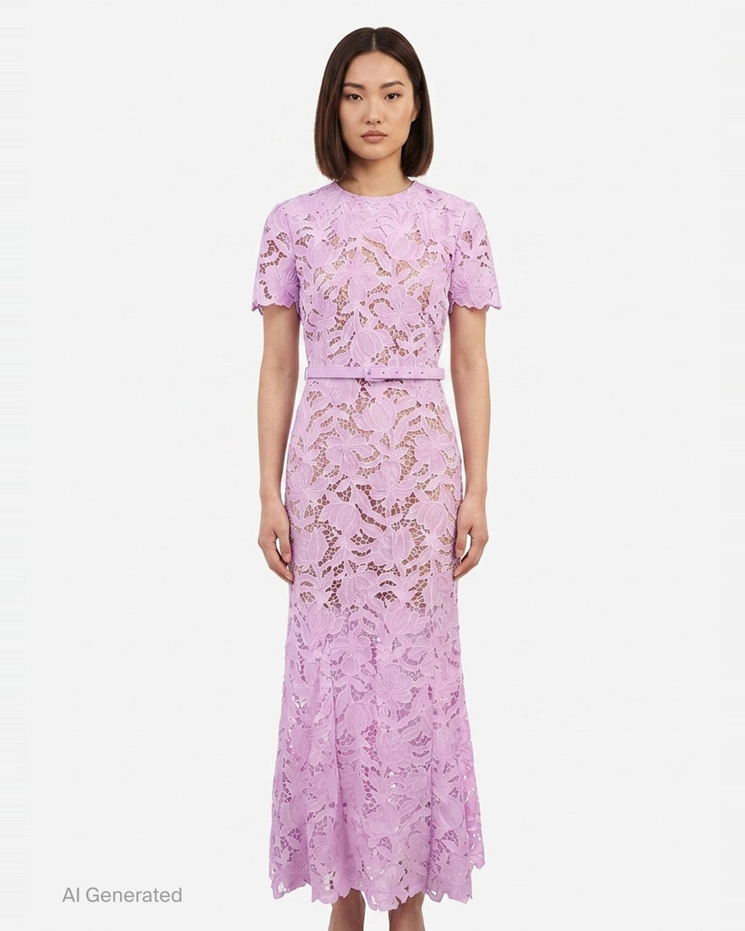 Lilac Lace Midi Dress | Self-Portrait | Club21 - front